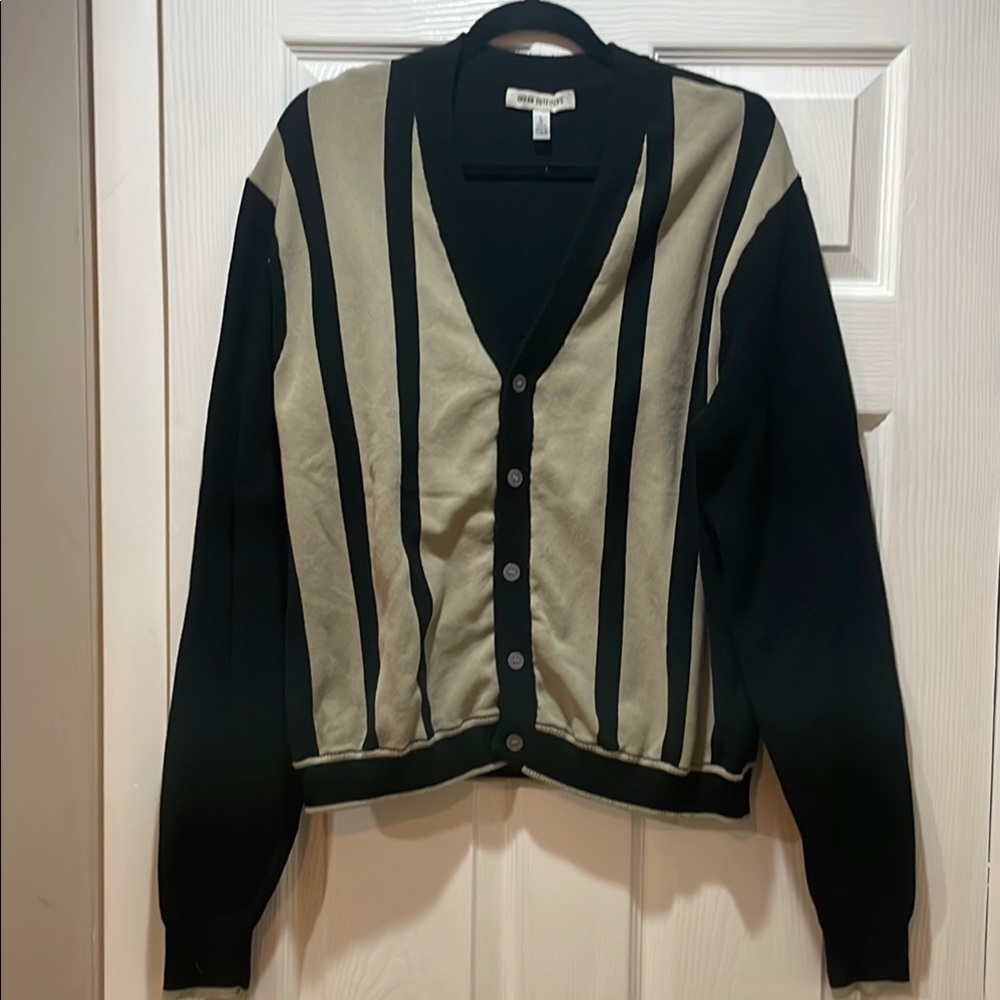 Urban Outfitters Black and Beige Striped Cardigan